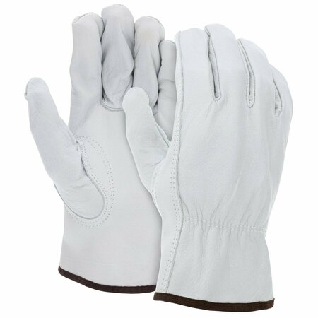 MCR SAFETY Gloves, Grain Buffalo driver Keystne Thmb, hem, S, 12PK 3313S